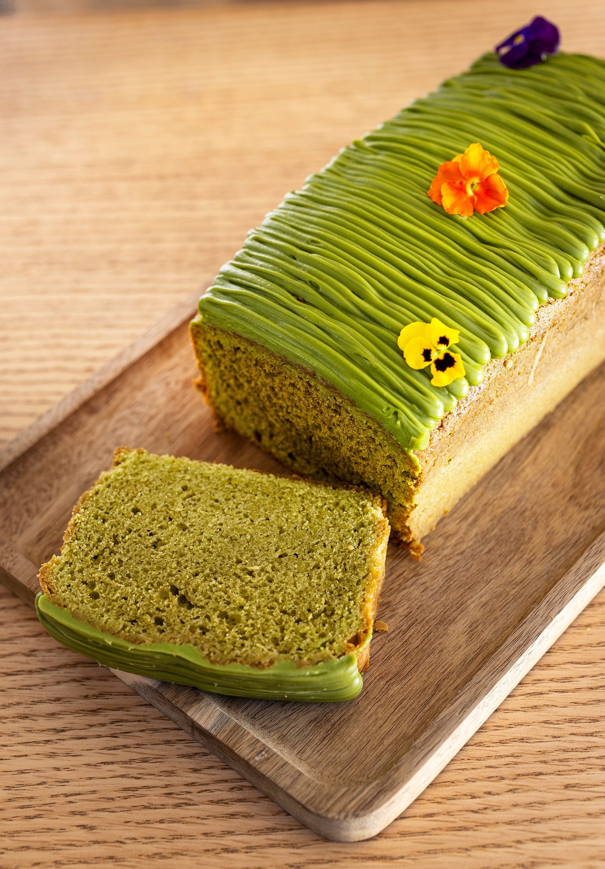 Panqué Matcha, rebanada